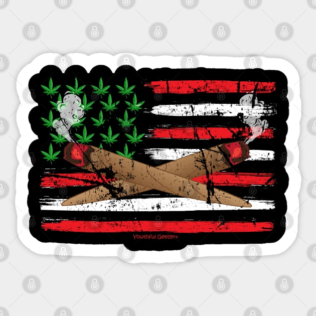 American Flag Blunt Weed Lovers Design Sticker by YouthfulGeezer